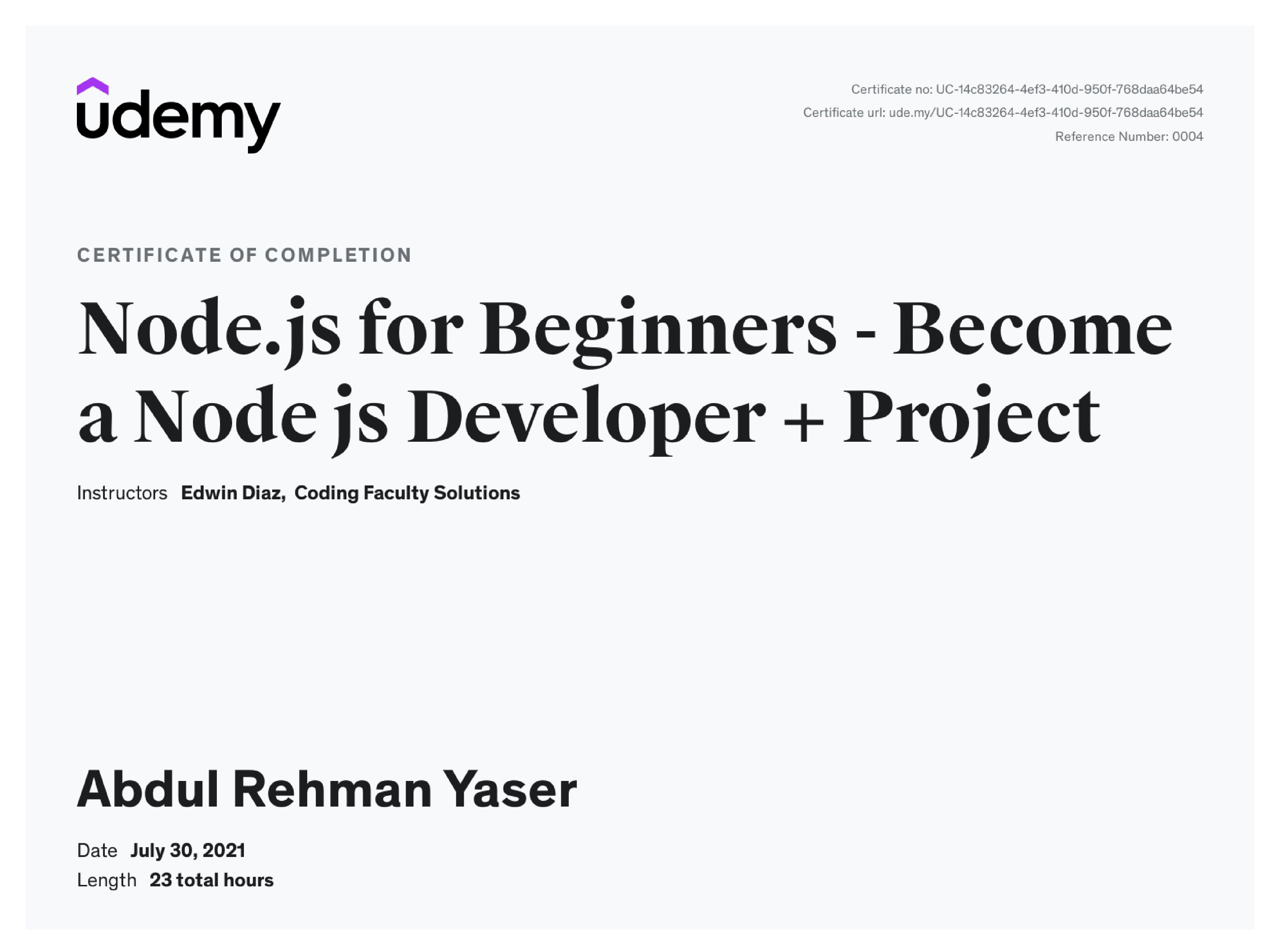 Udemy — Node JS